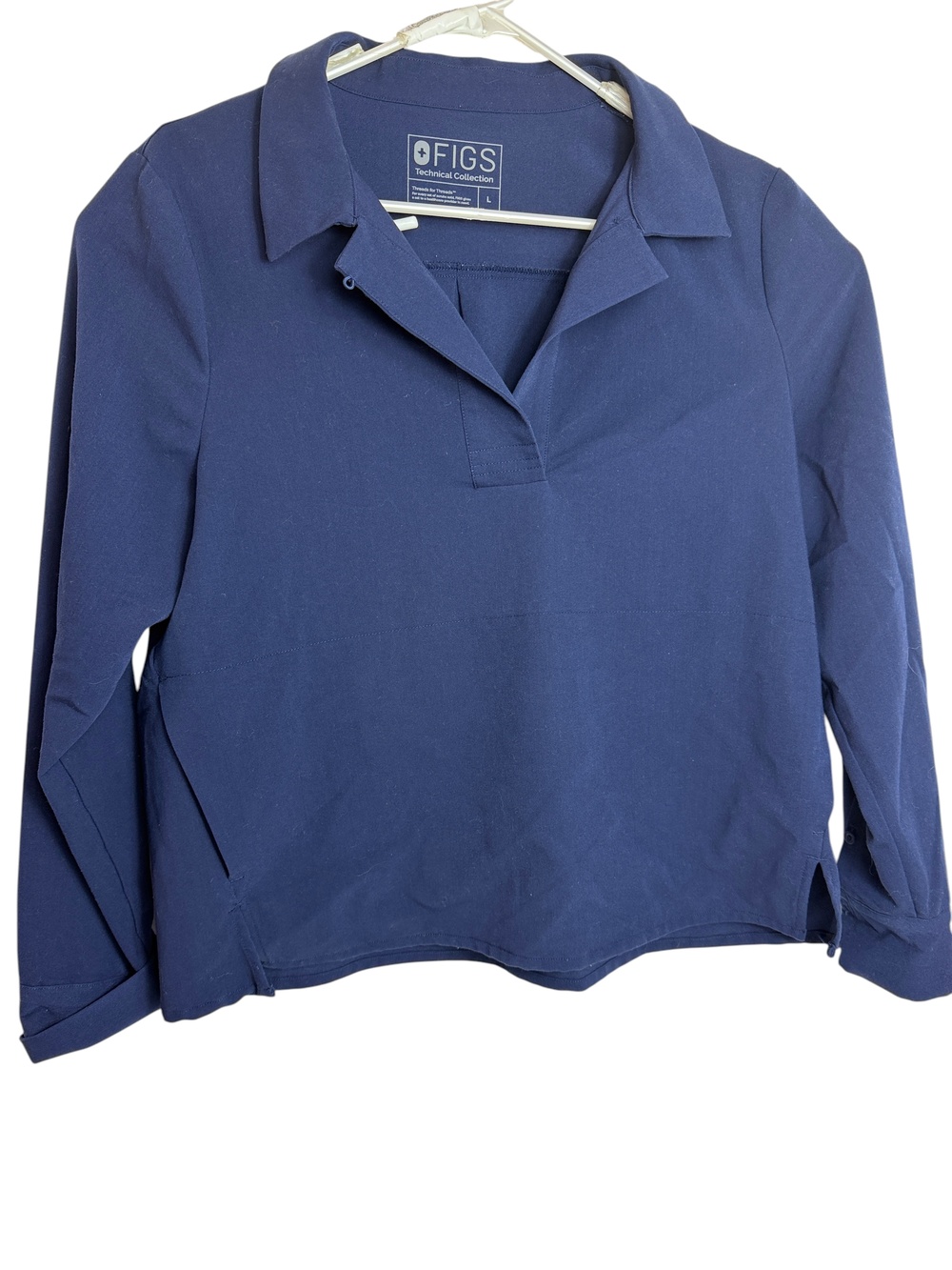 FIGS Polo Shirt Womens Large Blue Technical Collection Long Sleeve Stretch